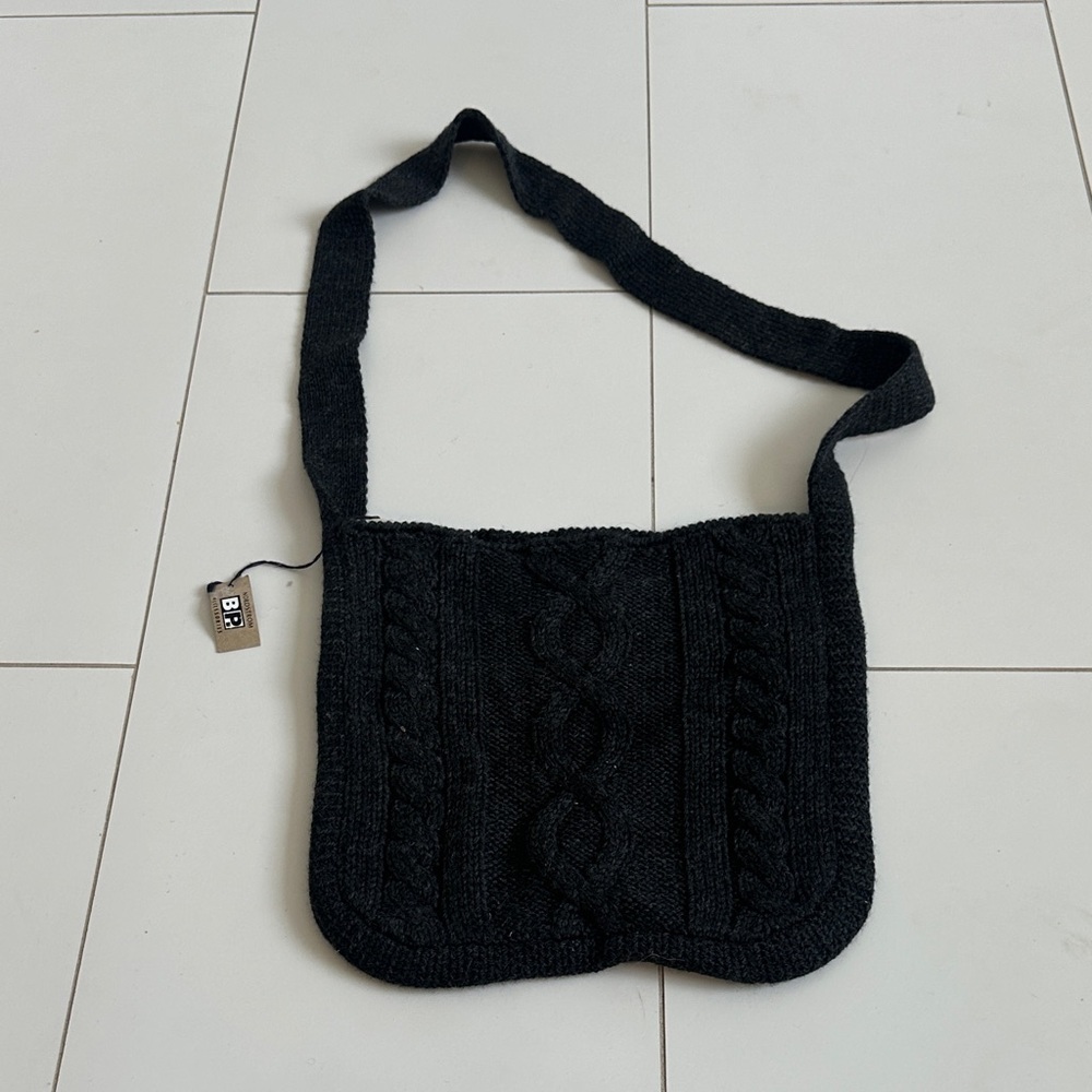 BP Nordstrom wool knit Black Knit Shoulder Bag NWT